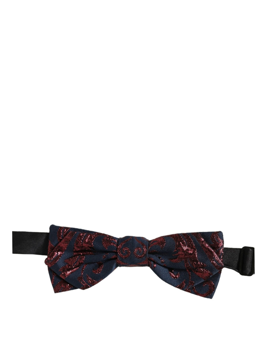 Men Blue Red Paisley Adjustable Neck Papillon Bow Tie