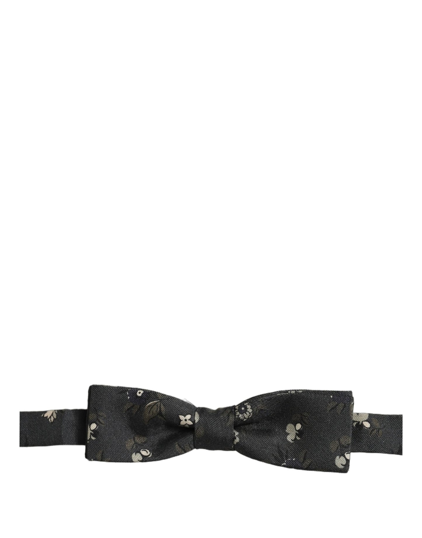 Men Black Floral Silk Adjustable Neck Papillon Bow Tie
