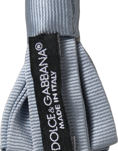 Men Light Blue Silk Adjustable Neck Papillon Bow Tie