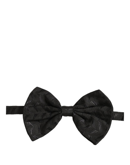 Men Black Patterned Adjustable Neck Papillon Bow Tie