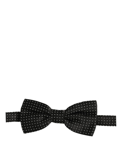 Men Black White PolkaDot Adjustable Bow Tie