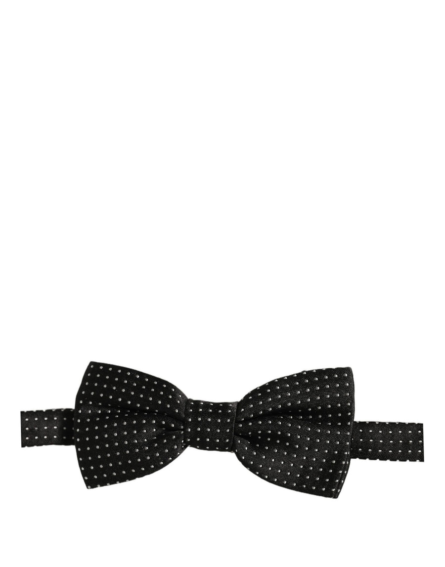 Men Black White PolkaDot Adjustable Bow Tie