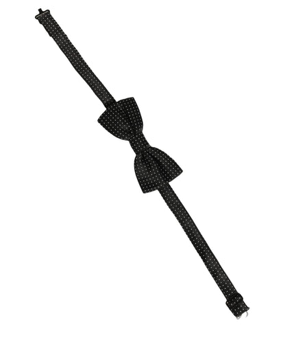 Men Black White PolkaDot Adjustable Bow Tie