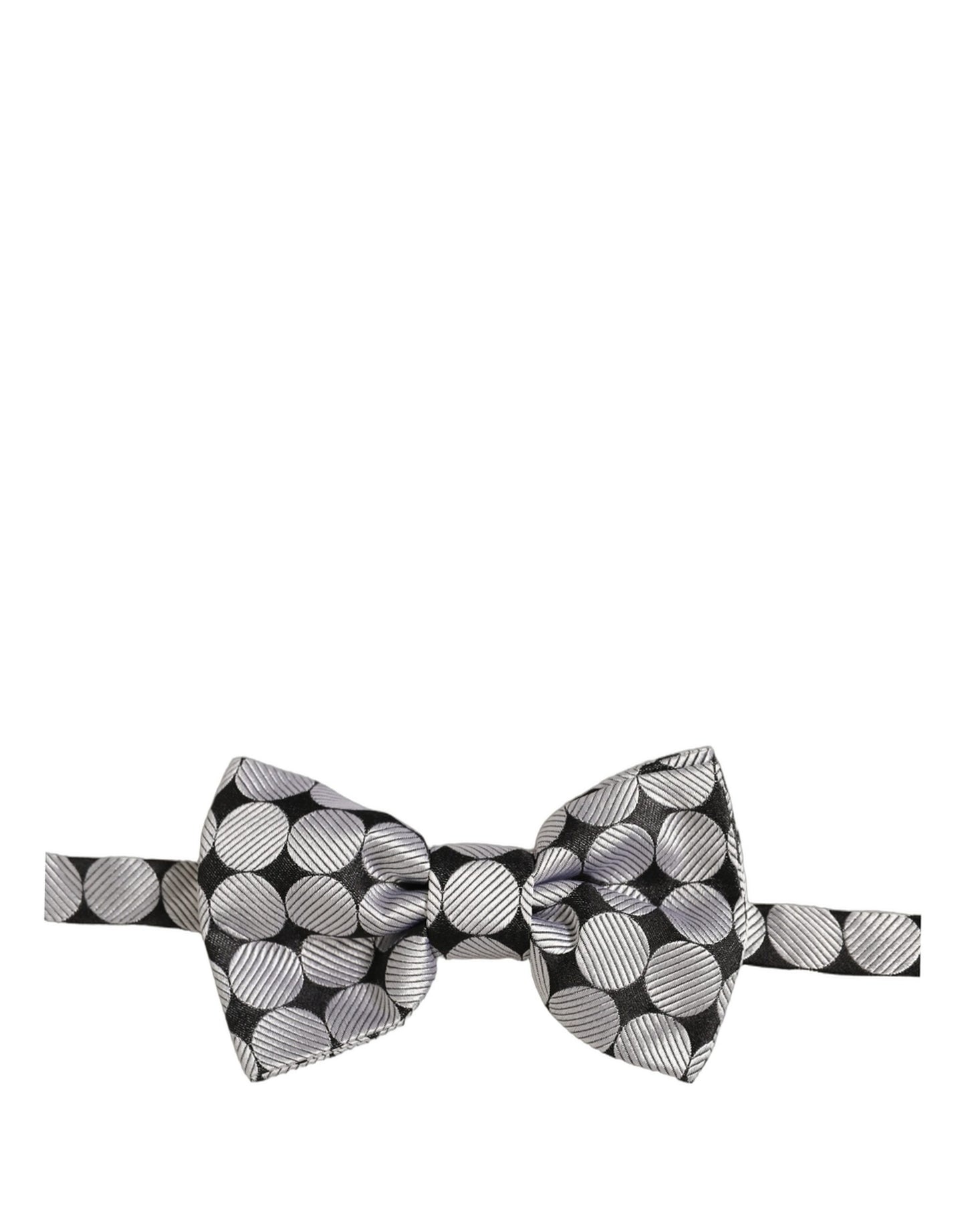 Men Black Silver Circles Adjustable Neck Papillon Bow Tie