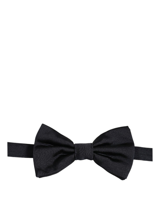 Men Black 100% Silk Adjustable Neck Papillon Bow Tie