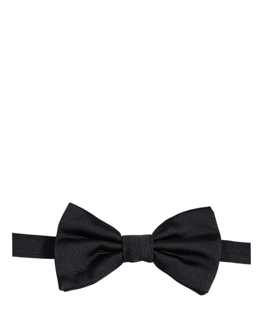 Men Black 100% Silk Adjustable Neck Papillon Bow Tie