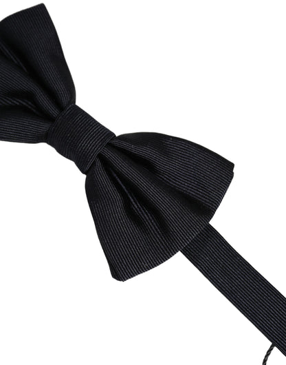 Men Dark Blue 100% Silk Adjustable Neck Papillon Bow Tie