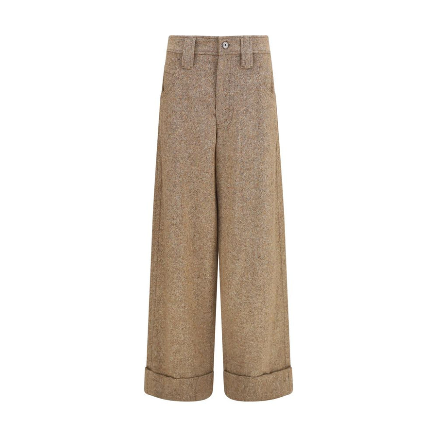 Beige Wool Oves Aries Casual Pants