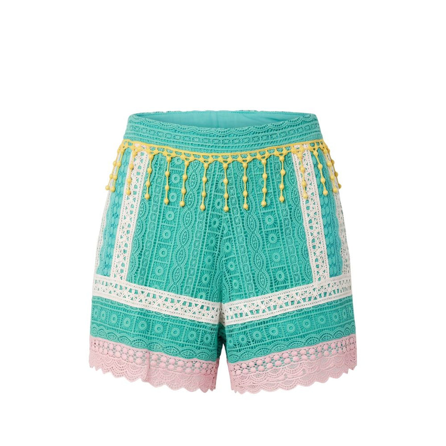Green Cotton Women Shorts