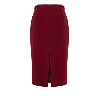Red Polyester Women Skirt