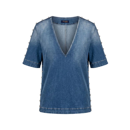 Blue Cotton Women Shirt