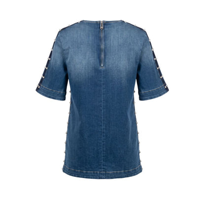 Blue Cotton Women Shirt