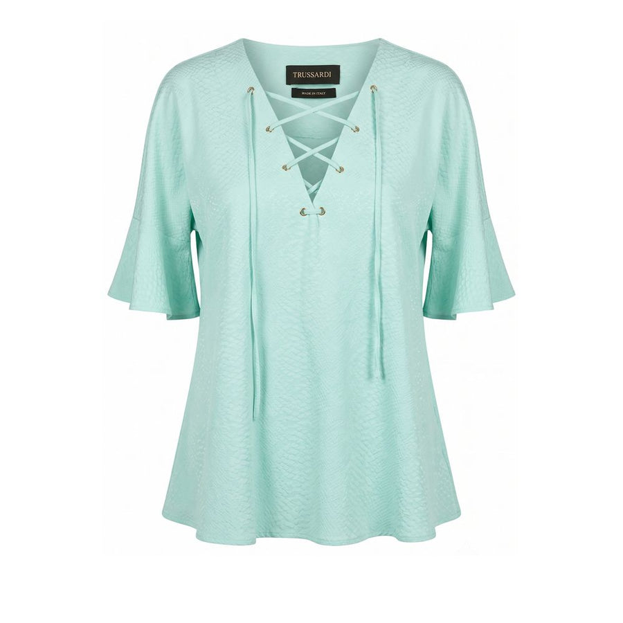 Light Blue Cotton Women Shirt