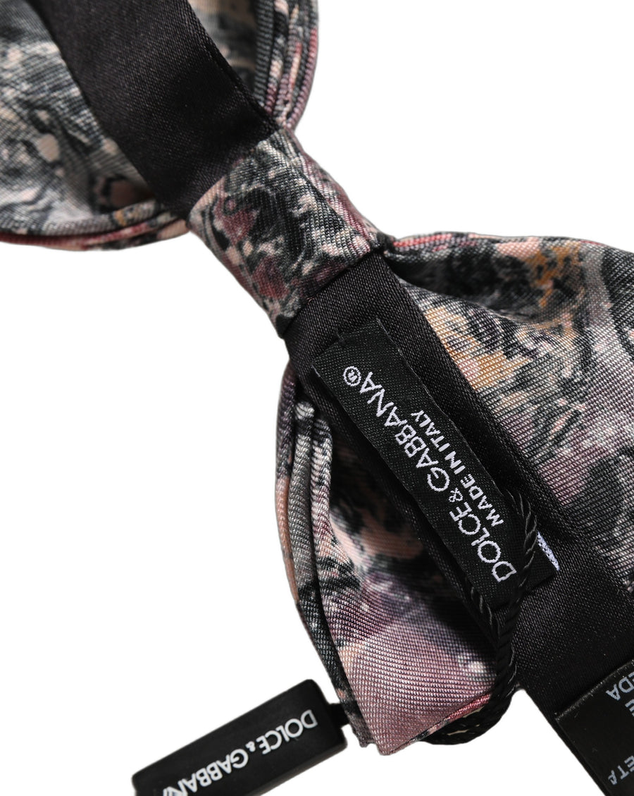 Multicolor Marble Silk Adjustable Neck Papillon Bow Tie
