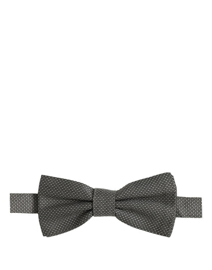 Men Gray Silk Patterned Adjustable Neck Papillon Bow Tie