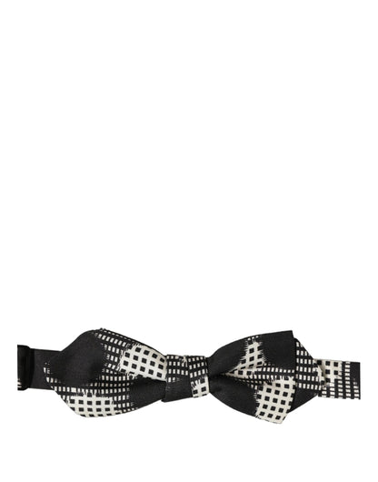 Black White Checkered Adjustable Neck Papillon Bow Tie