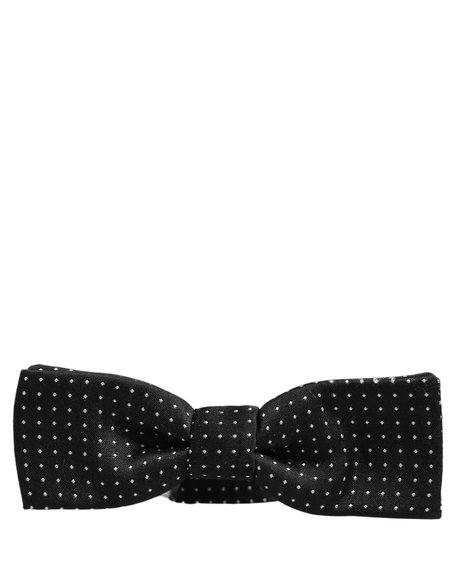 Black White Polka Dot Adjustable Neck Papillon Bow Tie