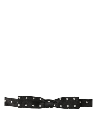 Black White Polka Dot Adjustable Neck Papillon Bow Tie