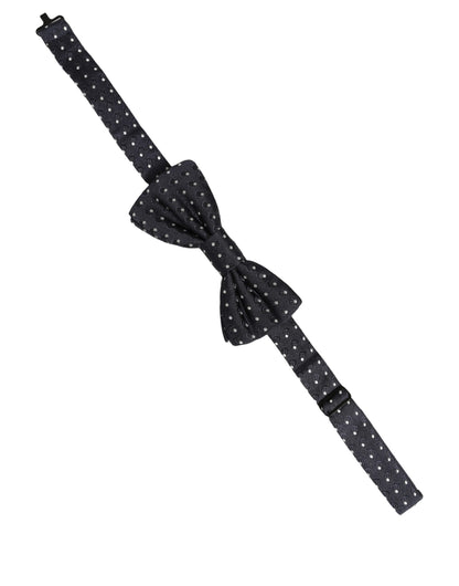Black White Polka Dot Adjustable Neck Papillon Bow Tie