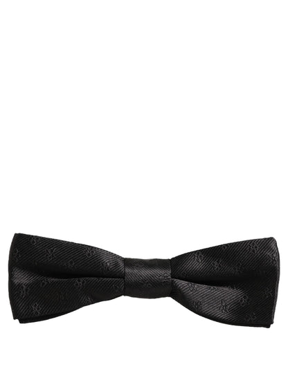 Men Black Floral Silk Adjustable Neck Papillon Bow Tie