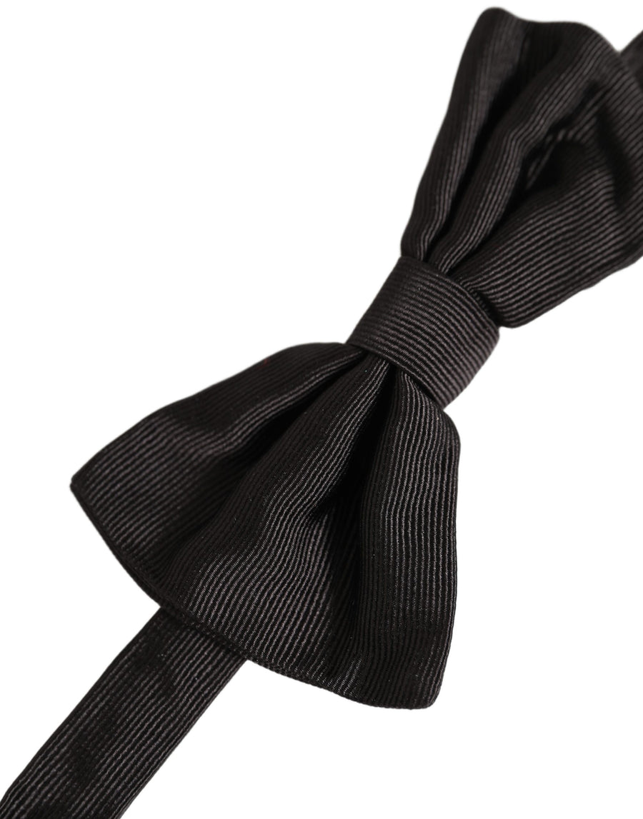 Men Black 100% Silk Adjustable Neck Papillon Bow Tie