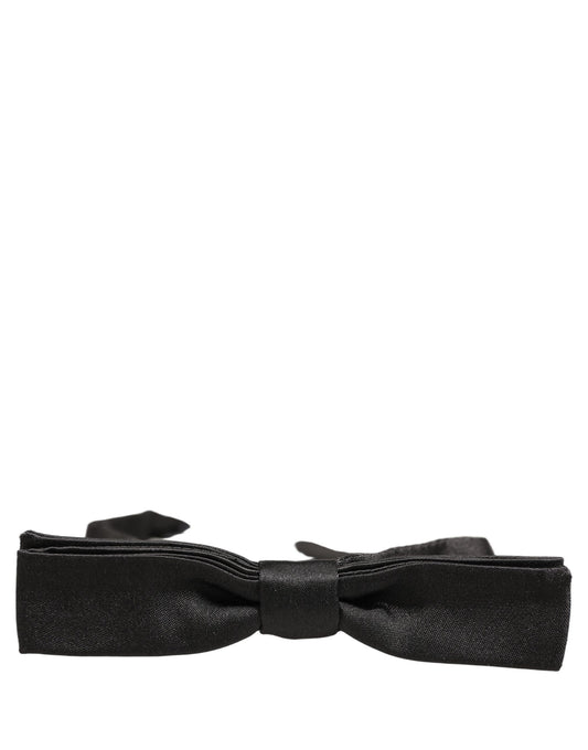 Men Black 100% Silk Adjustable Neck Papillon Bow Tie
