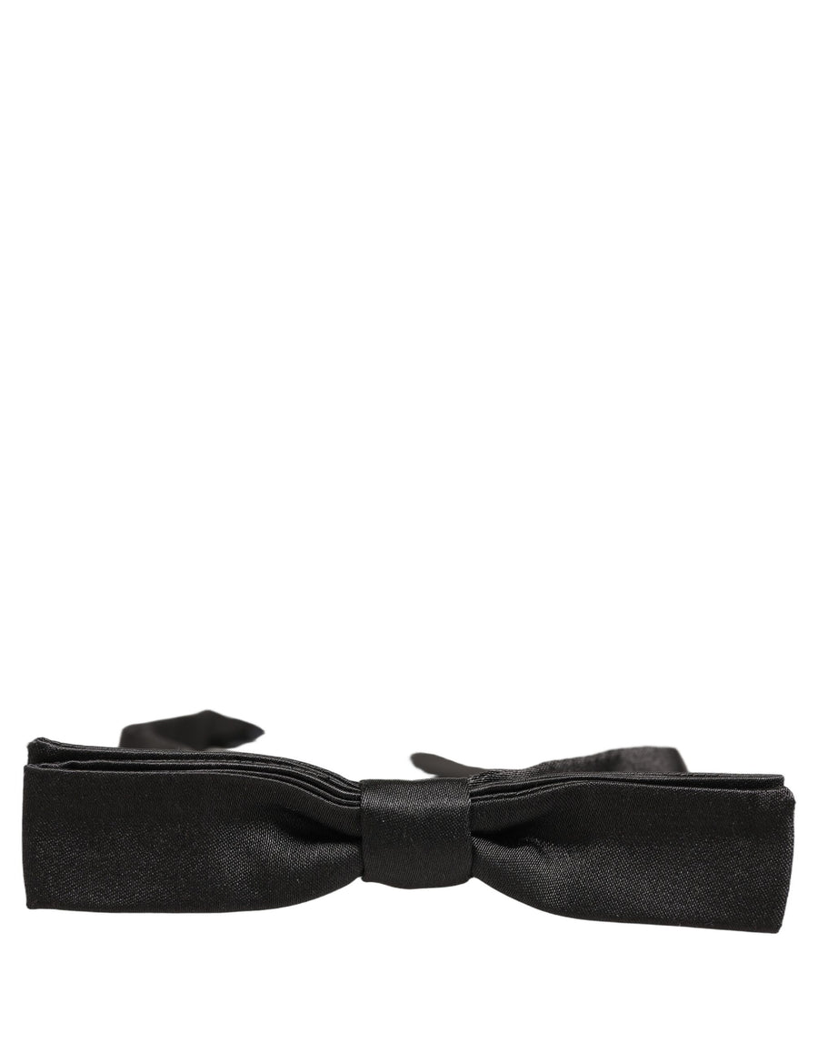 Men Black 100% Silk Adjustable Neck Papillon Bow Tie