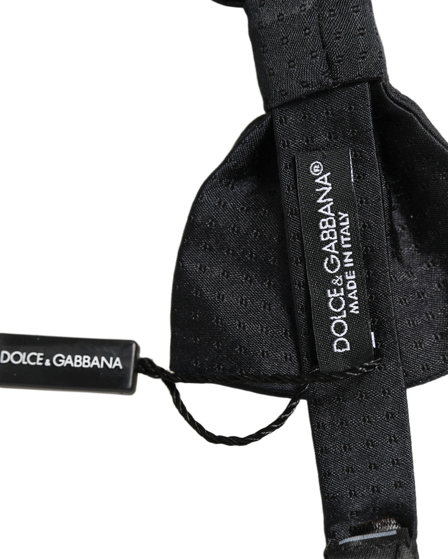 Men Black 100% Silk Adjustable Neck Papillon Bow Tie