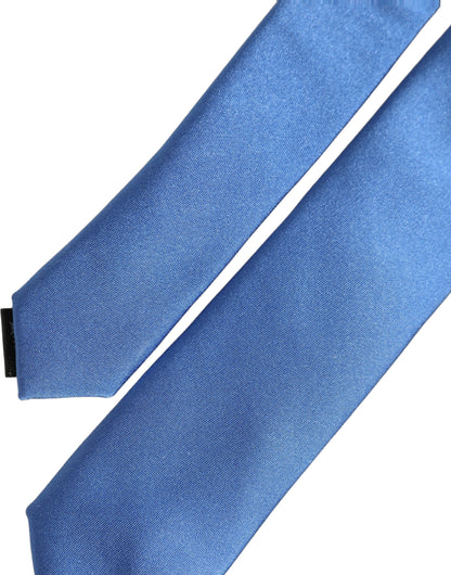 Men Blue 100% Silk Satin Adjustable Tied Necktie Tie