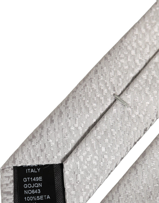 Men Gray 100% Silk Textured Adjustable Tied Necktie Tie