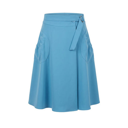 Blue Polyester Women Skirt