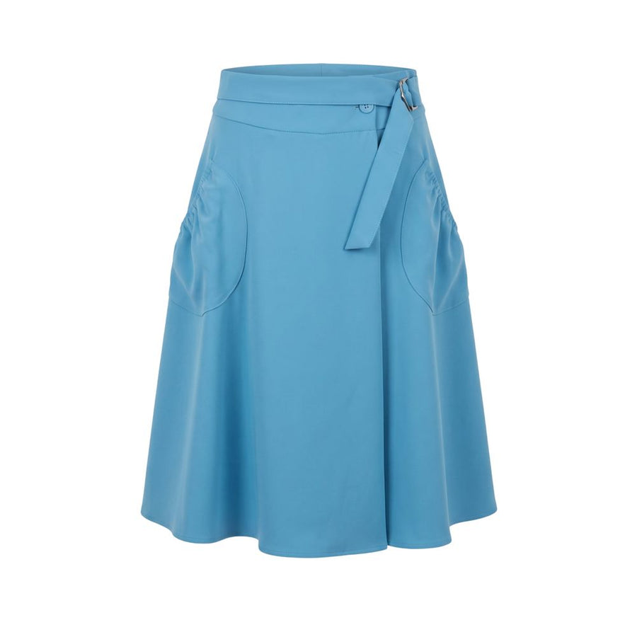 Blue Polyester Women Skirt