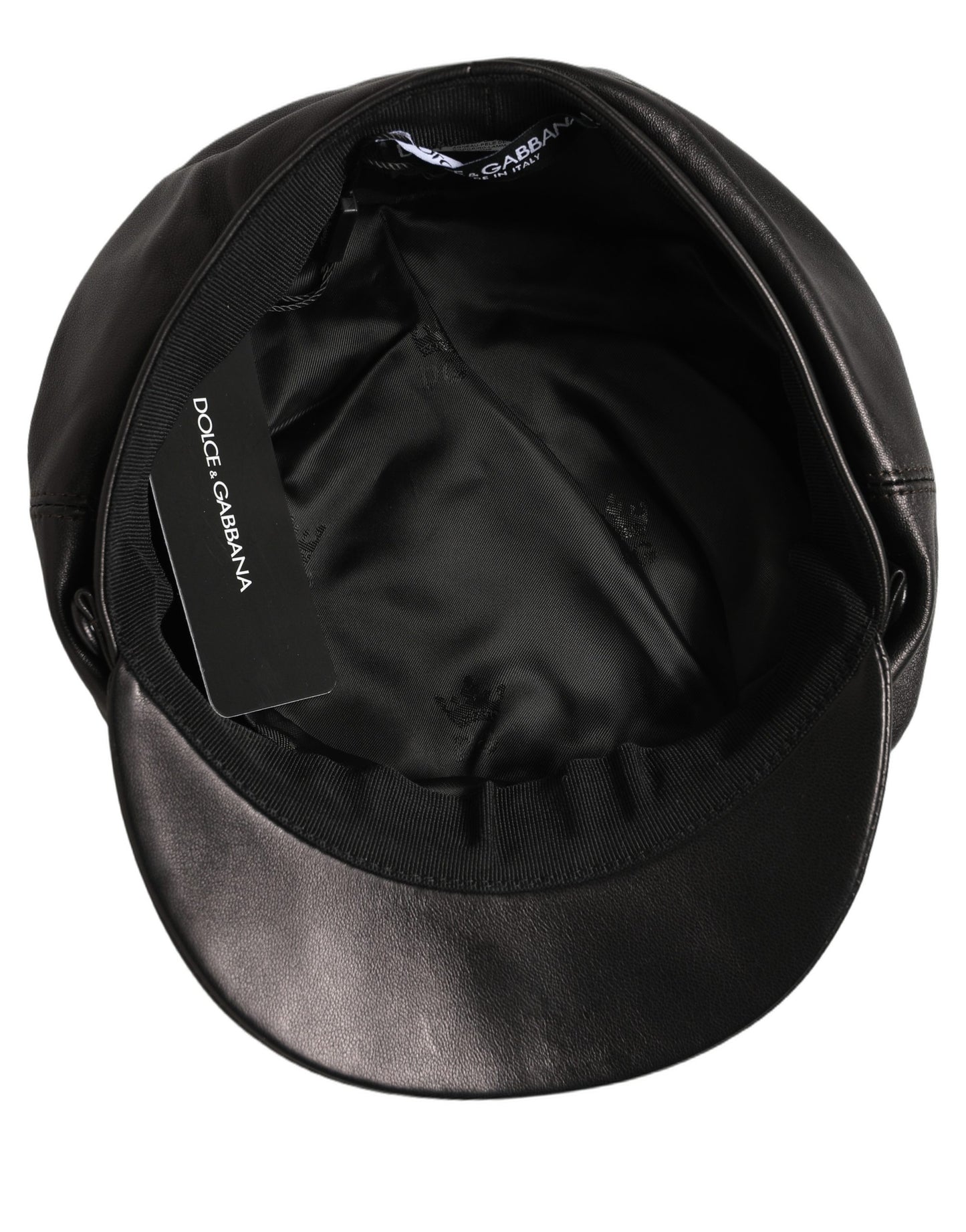 Black Lambskin Leather Newsboy Capello Hat