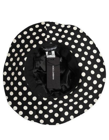 Black White Polka Dot Cotton Bucket Capello Hat