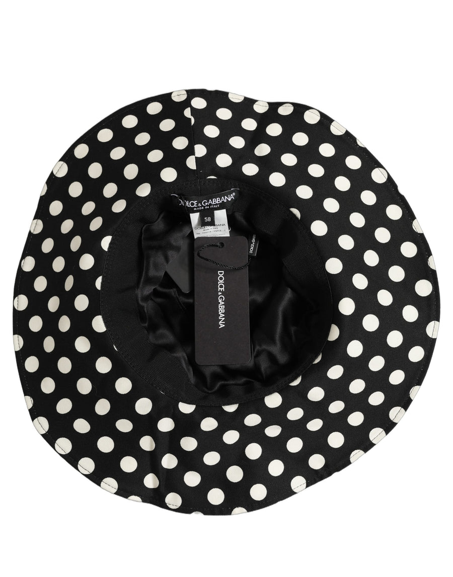 Black White Polka Dot Cotton Bucket Capello Hat