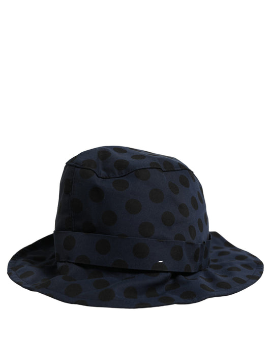 Blue Black Polka Dot Cotton Bucket Capello Hat