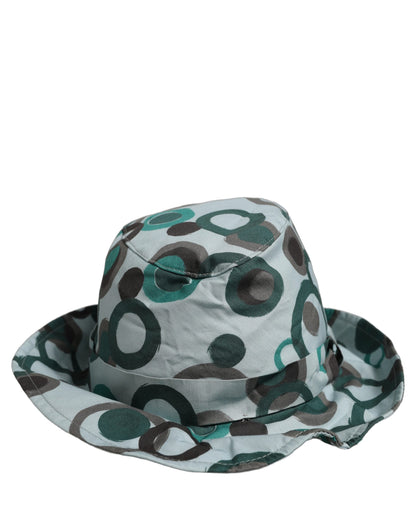 Teal Cotton Big Polka Dot Pattern Bucket Hat