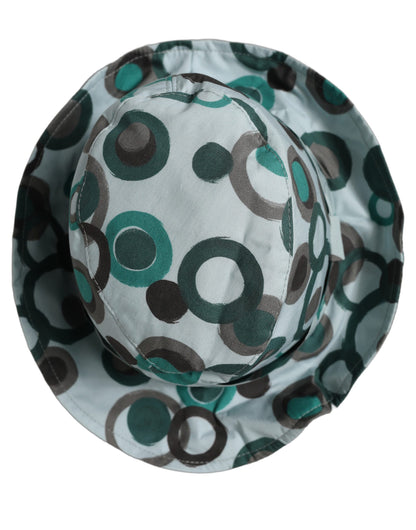 Teal Cotton Big Polka Dot Pattern Bucket Hat