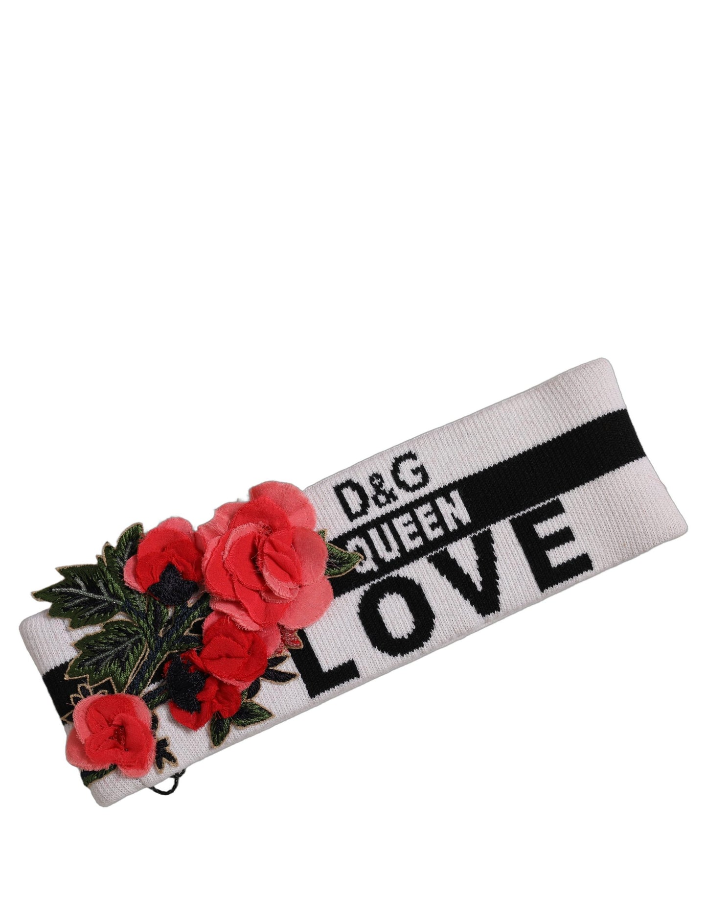 White D&G Queen Love Floral Applique Head Band One Size Hat