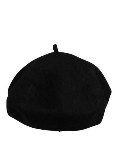 Black Wool French Style Beret Capello Hat
