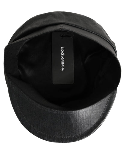 Black Cotton Gold DG Chain Baker Boy Capello Hat
