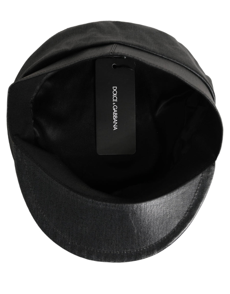 Black Cotton Gold DG Chain Baker Boy Capello Hat