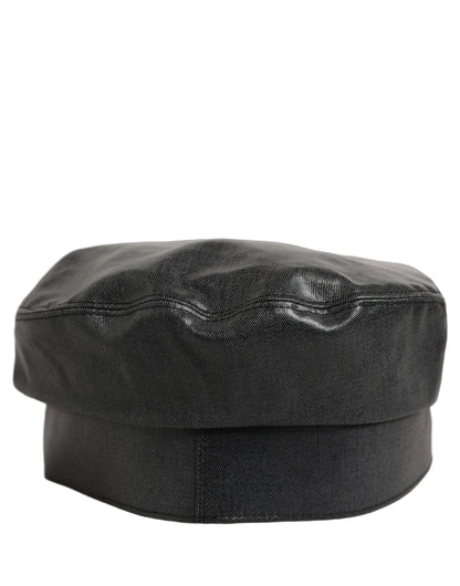 Black Cotton Gold DG Chain Baker Boy Capello Hat