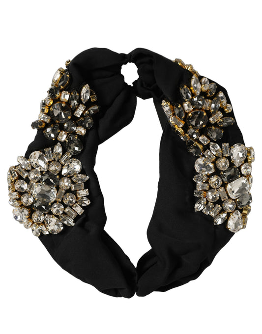 Black Silk Crystal Embellishment One Size Headband