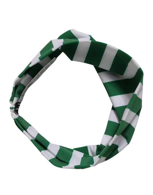 Green White Stripes Nylon Head Wrap One Size Headband