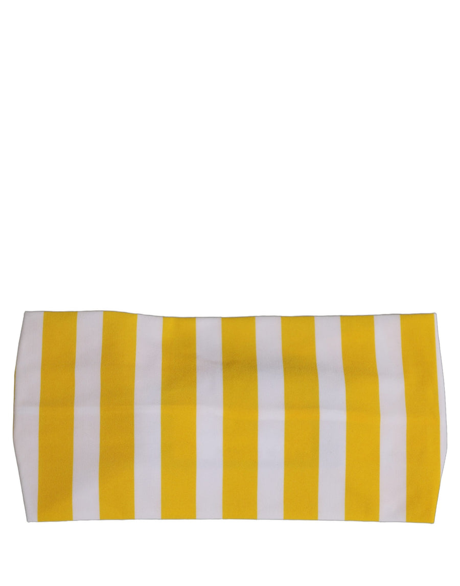 Yellow White Stripes Nylon Head Wrap One Size Headband