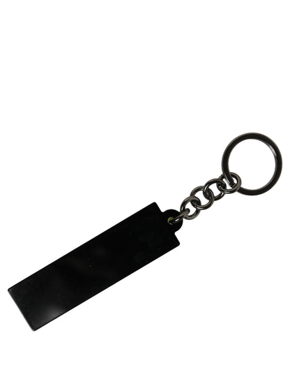 Neon Green Logo Print Charm Metal Keychain Keyring
