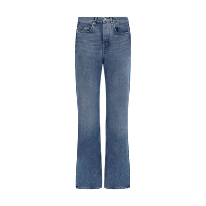 Blue Cotton Straight-Leg Jeans
