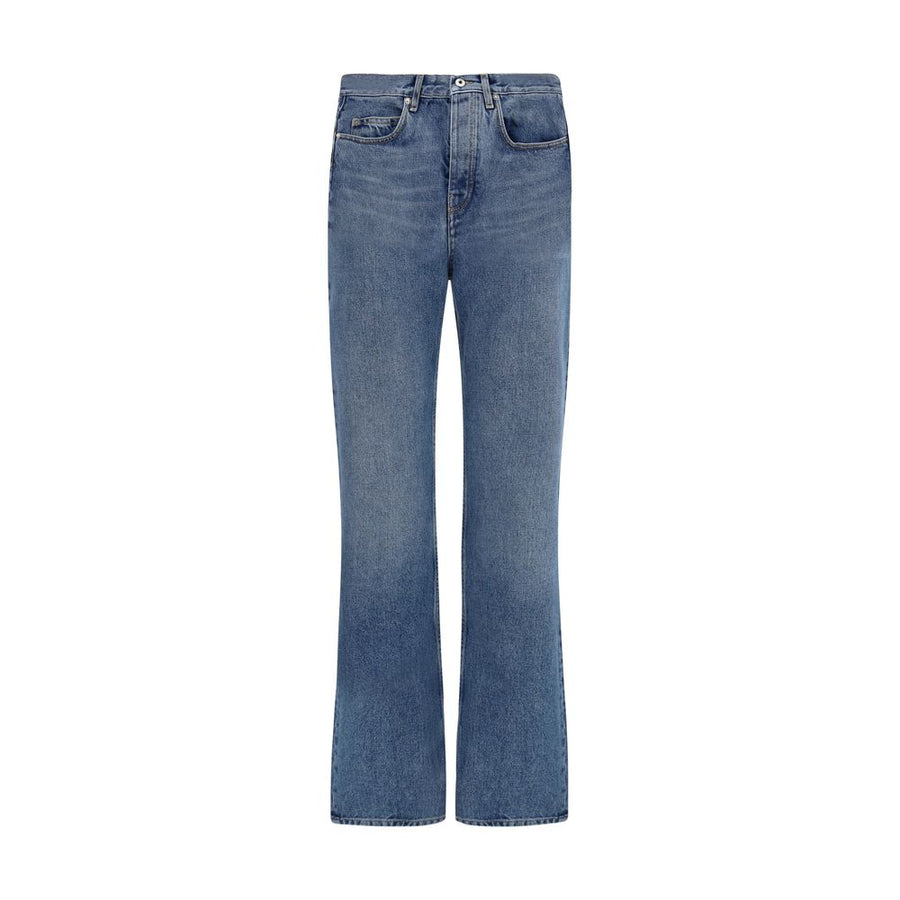 Blue Cotton Straight-Leg Jeans