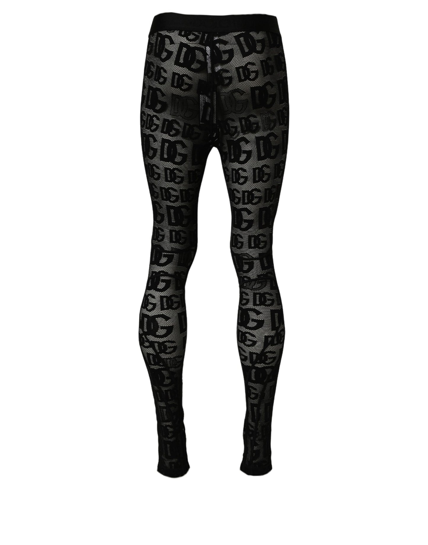 Black All Over Logo Print Sheer Pantyhose Underwear